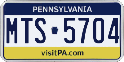 PA license plate MTS5704