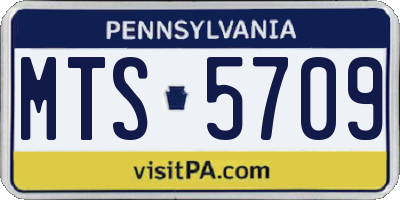 PA license plate MTS5709