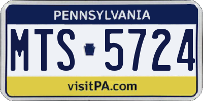 PA license plate MTS5724