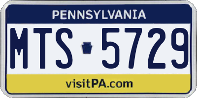 PA license plate MTS5729