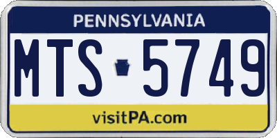 PA license plate MTS5749