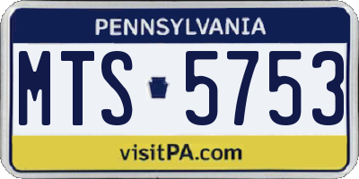 PA license plate MTS5753