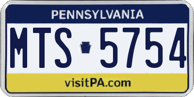 PA license plate MTS5754