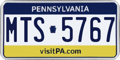 PA license plate MTS5767