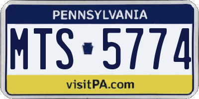PA license plate MTS5774