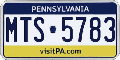 PA license plate MTS5783