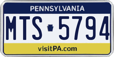 PA license plate MTS5794
