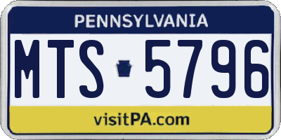 PA license plate MTS5796