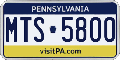 PA license plate MTS5800