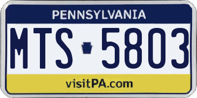 PA license plate MTS5803