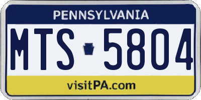 PA license plate MTS5804