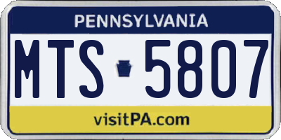 PA license plate MTS5807
