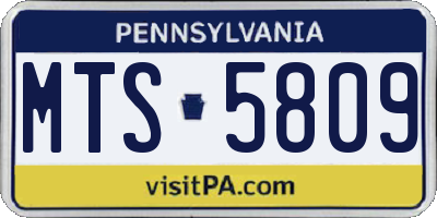 PA license plate MTS5809
