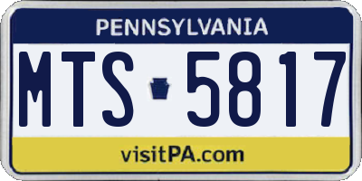 PA license plate MTS5817