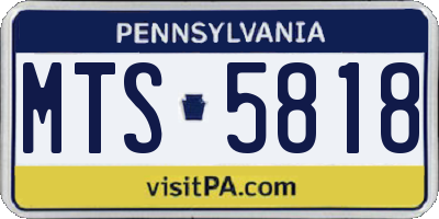 PA license plate MTS5818