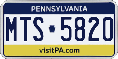 PA license plate MTS5820