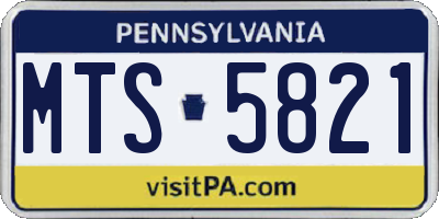 PA license plate MTS5821