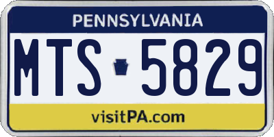 PA license plate MTS5829