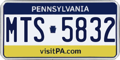 PA license plate MTS5832
