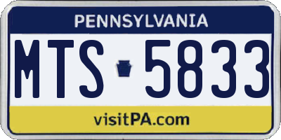 PA license plate MTS5833