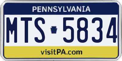 PA license plate MTS5834