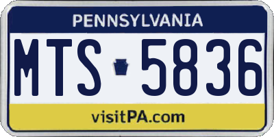 PA license plate MTS5836