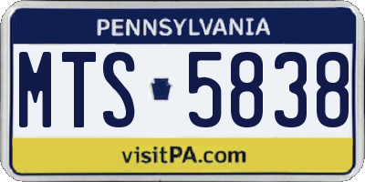 PA license plate MTS5838