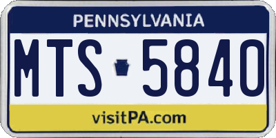 PA license plate MTS5840