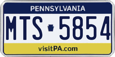 PA license plate MTS5854