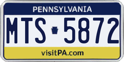 PA license plate MTS5872