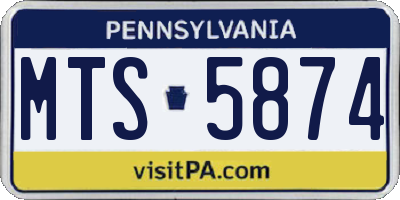 PA license plate MTS5874