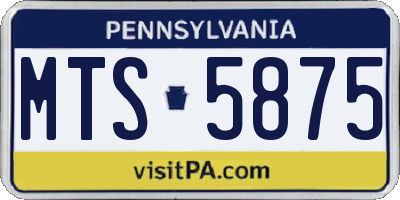 PA license plate MTS5875