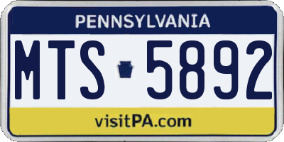 PA license plate MTS5892