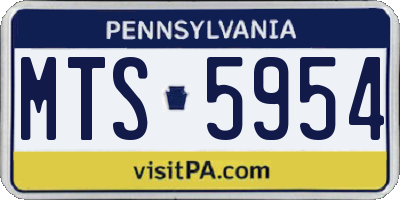 PA license plate MTS5954