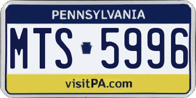 PA license plate MTS5996
