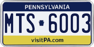 PA license plate MTS6003