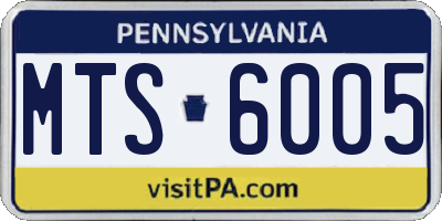 PA license plate MTS6005