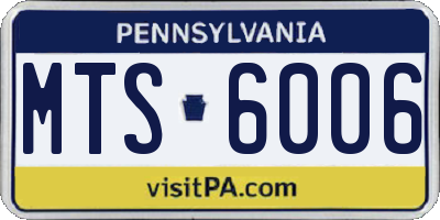 PA license plate MTS6006