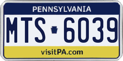 PA license plate MTS6039