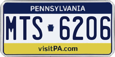 PA license plate MTS6206