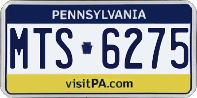 PA license plate MTS6275