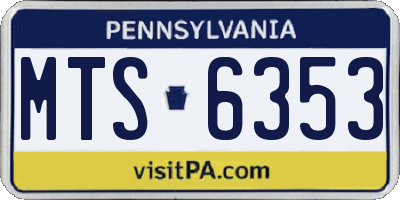 PA license plate MTS6353