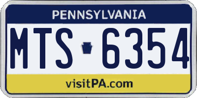 PA license plate MTS6354