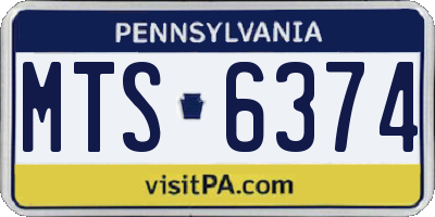 PA license plate MTS6374
