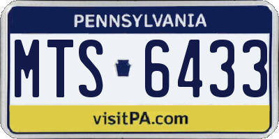 PA license plate MTS6433