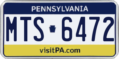 PA license plate MTS6472