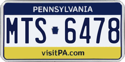 PA license plate MTS6478