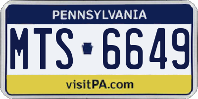PA license plate MTS6649