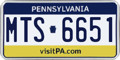 PA license plate MTS6651