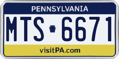 PA license plate MTS6671